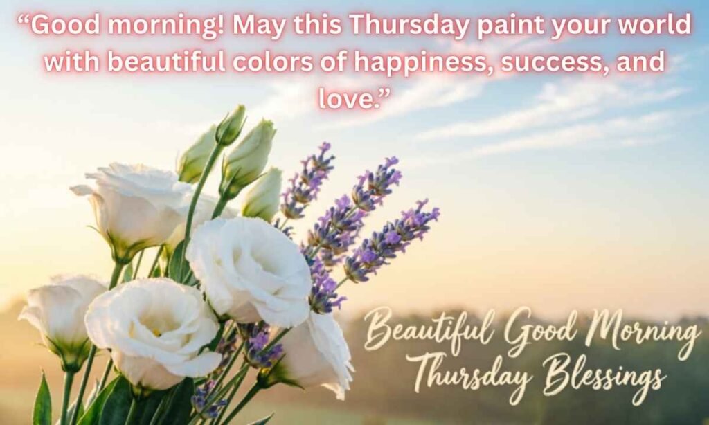 Beautiful Good Morning Thursday Blessings Image:
Good morning! May this Thursday paint your world with beautiful colors of happiness, success, and love.