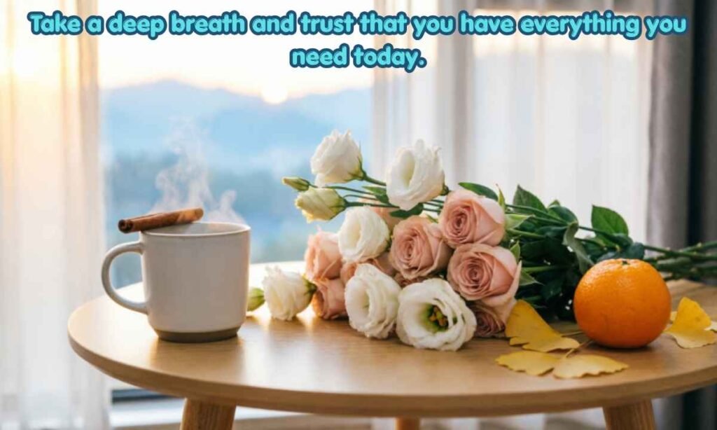 Good Morning Monday Inspirational Blessings And Messages Image:
Take a deep breath and trust that you have everything you need today.