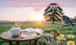 Good Morning Tuesday Blessings Image: Let positivity flow through every thought and action you take today, creating ripples of goodness around you.