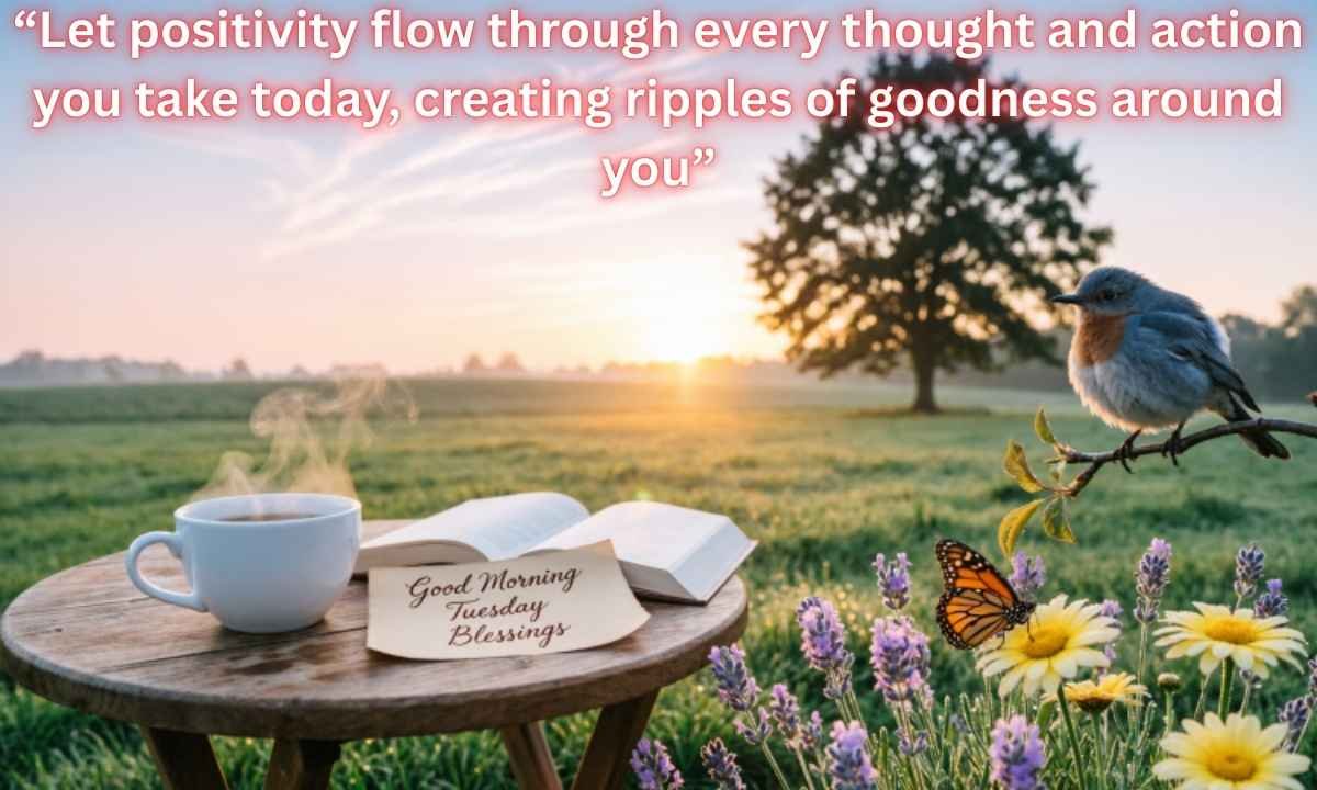 Good Morning Tuesday Blessings Image: Let positivity flow through every thought and action you take today, creating ripples of goodness around you.