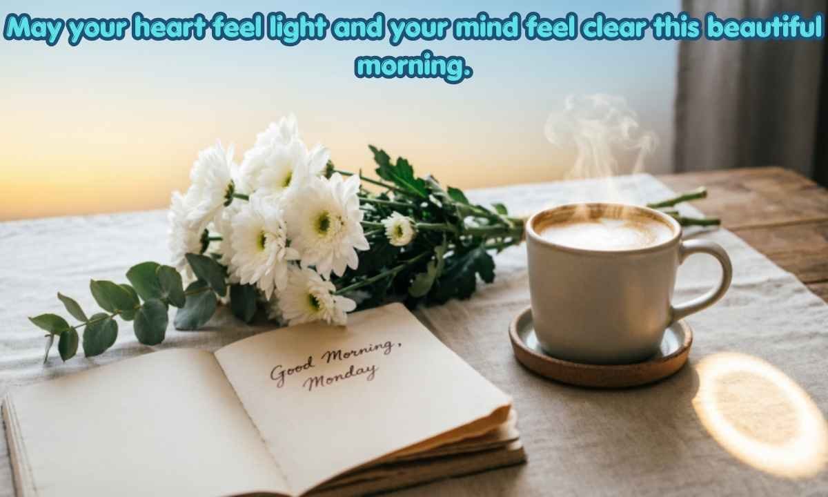 Inspirational Monday Morning Blessings Image: May your heart feel light and your mind feel clear this beautiful morning.