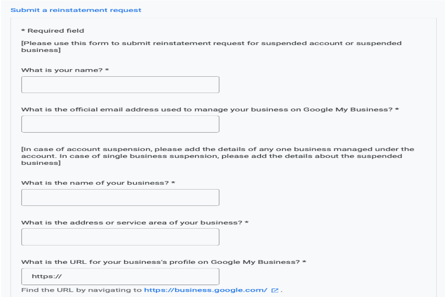 Reinstate Google My Business